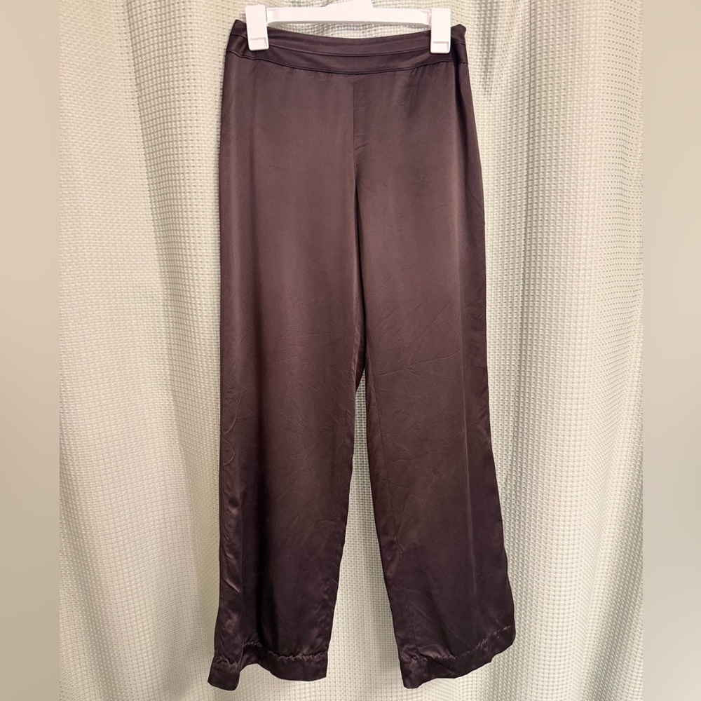 Talbots 100% Silk Wide-Leg Pants in Chocolate Brown